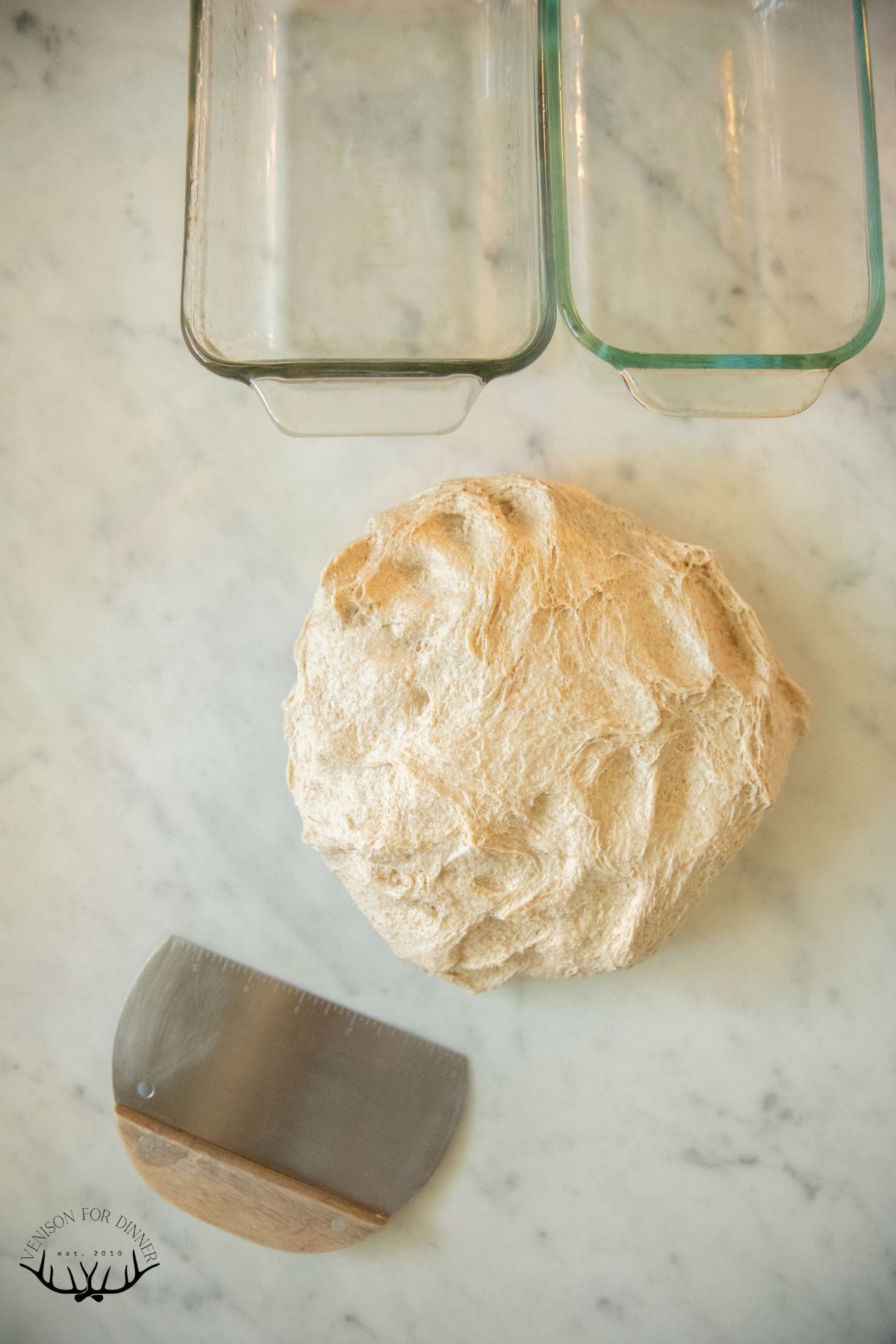 Ball of sourdough ready to divide.
