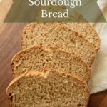Whole grain sourdough loaf sliced and ready.