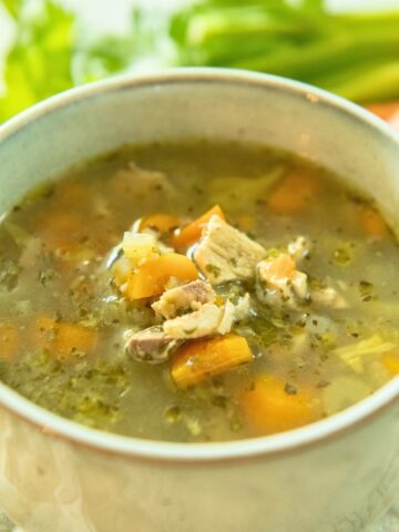 Dairy-free chicken veggie soup.