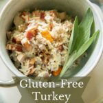 Turkey, bacon, and rice Thanksgiving casserole.