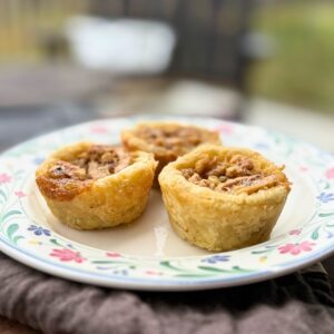 Maple syrup butter tarts ready to serve.