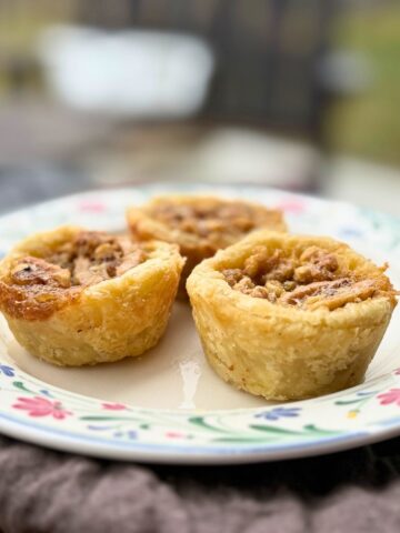 Maple syrup butter tarts ready to serve.