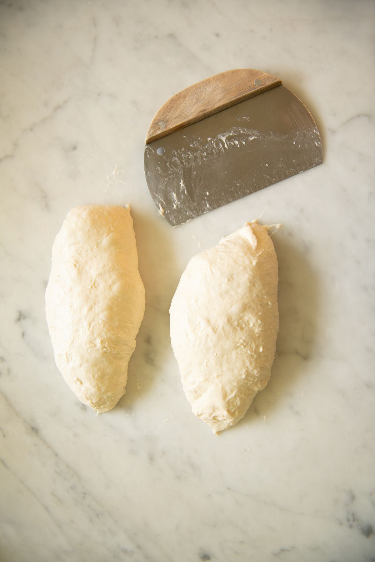 Sourdough divided in half.