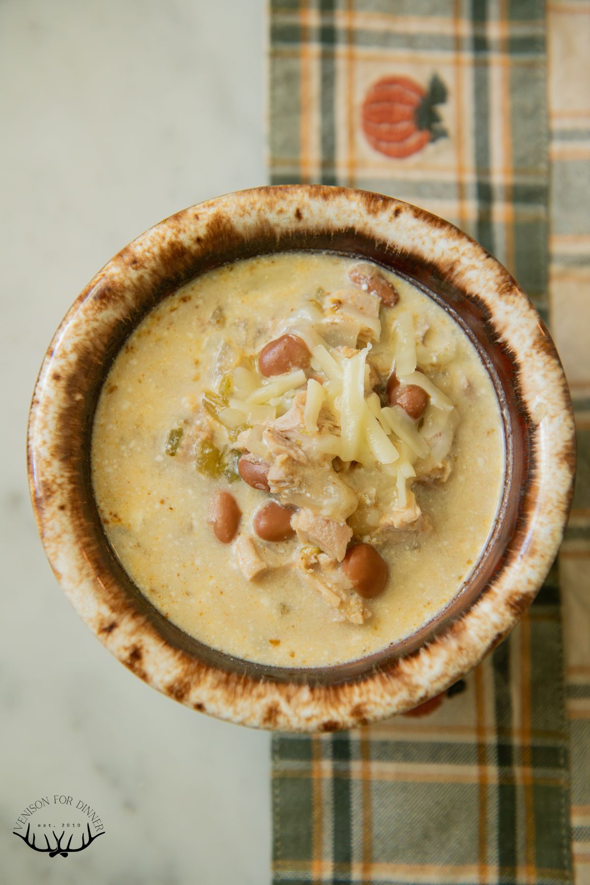 Turkey chili with beans and cheese.