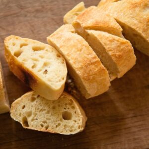 Slices of sourdough baguette.