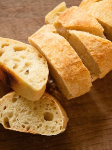 Slices of sourdough baguette.