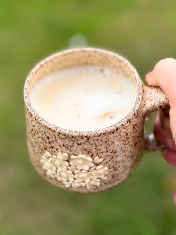 Foamy chai pumpkin spice latte.