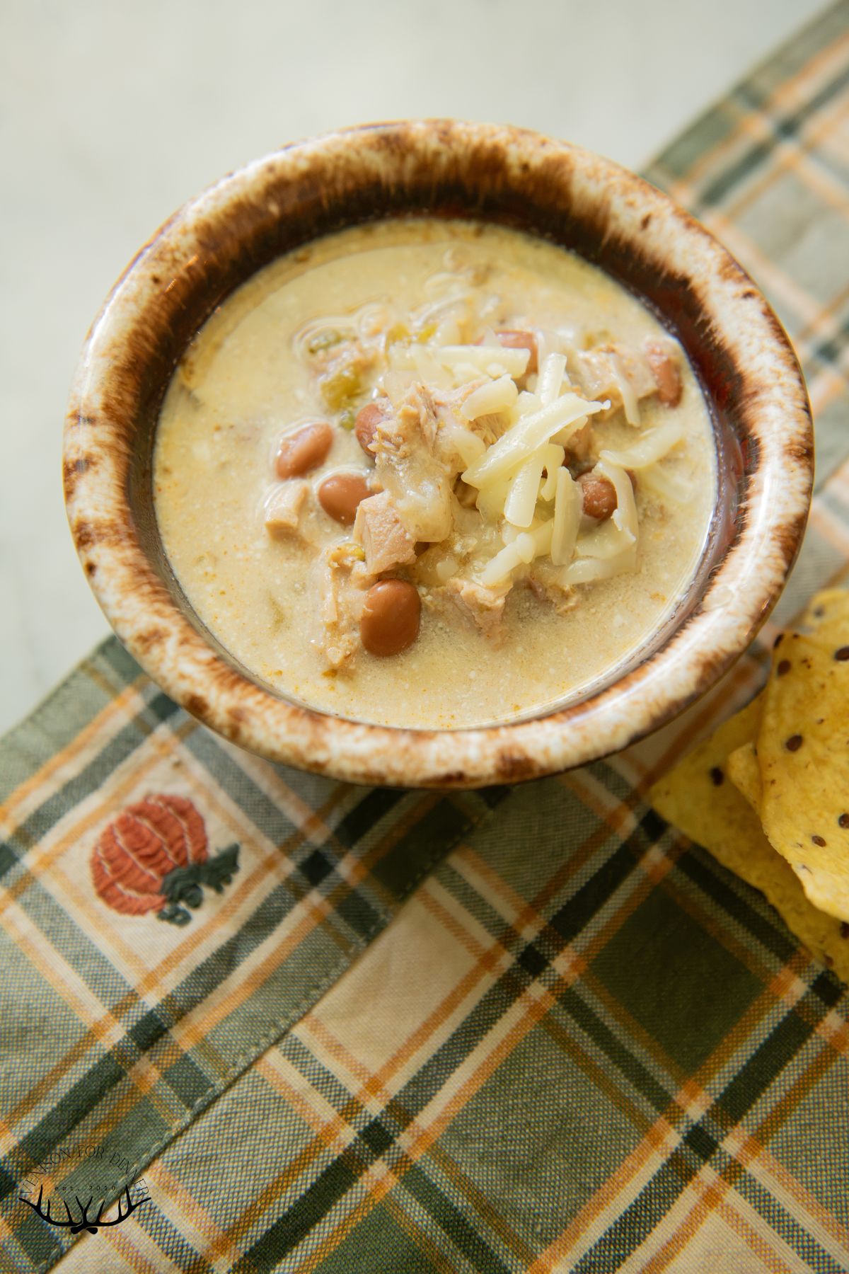 Leftover turkey used in white bean chili.